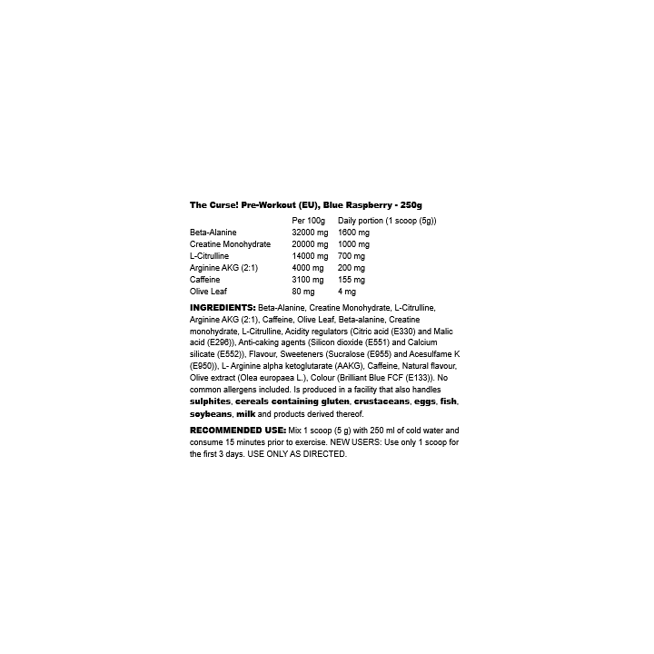 The Curse Pre-Workout 250 g JNX Sports: Energia e Pump