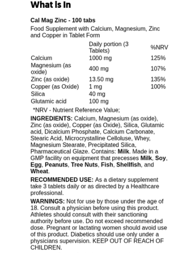 Calcium Zinc Magnesium 100 Cps