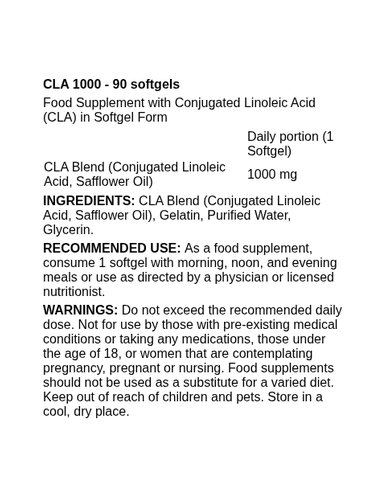 CLA 1000 90 softgels