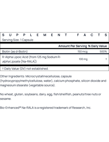 R-Alpha Lipoic Acid with Biotin 60 vcaps