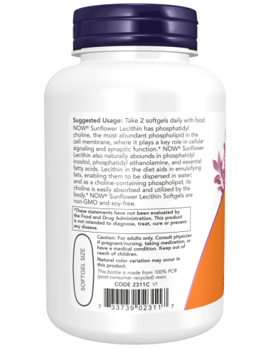 Sunflower Lecithin 1200 mg 100 softgels