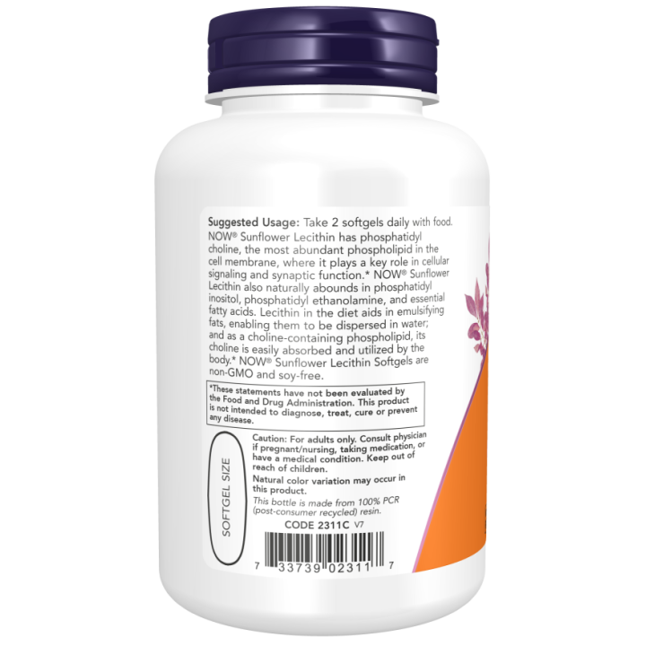 Sunflower Lecithin 1200 mg 100 Softgels NOW Foods