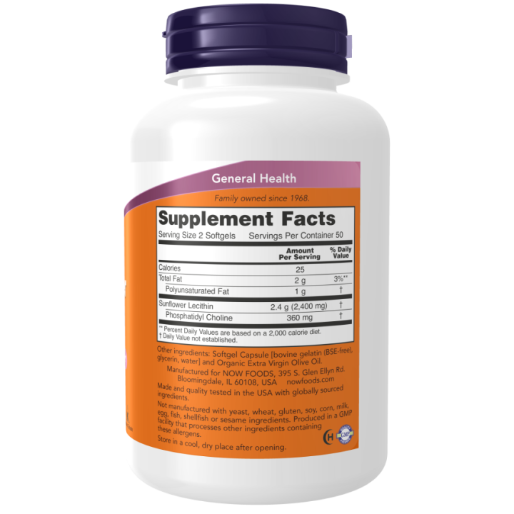 Sunflower Lecithin 1200 mg Now Foods | Non-GMO Metabolism Support