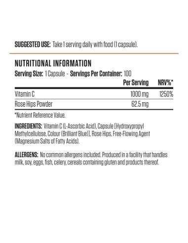 Vitamin C with Rose Hips 1000mg 100 tablets
