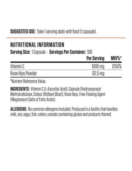 Vitamin C with Rose Hips 1000mg 100 tablets