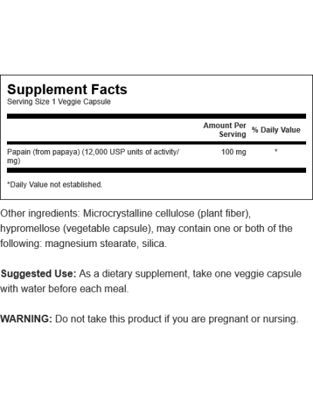 Papaya Enzyme Papain 100mg 90 vcaps