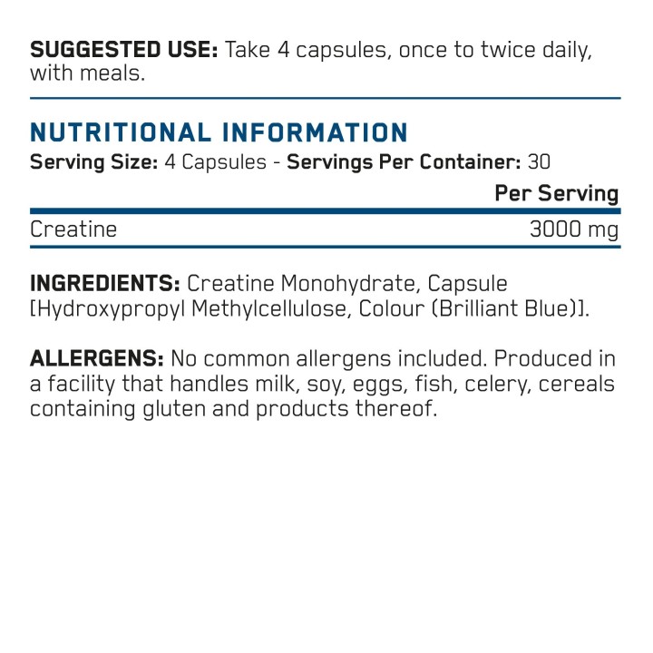 Creatine 3000 mg 120 caps Applied Nutrition: monoidrato