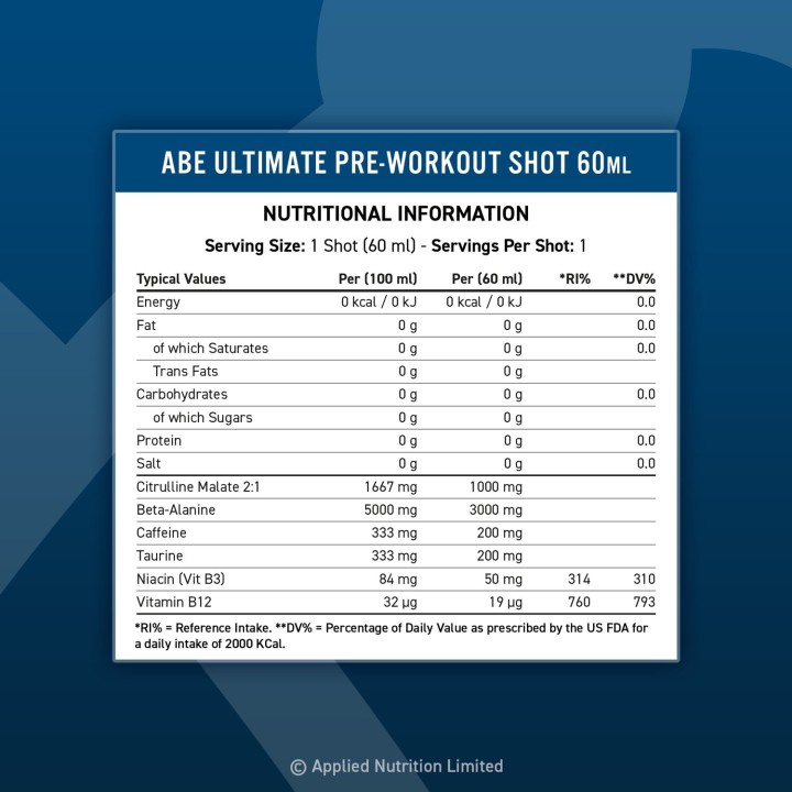ABE Shot 12 x 60 ml Applied Nutrition Pre-Workout Drink