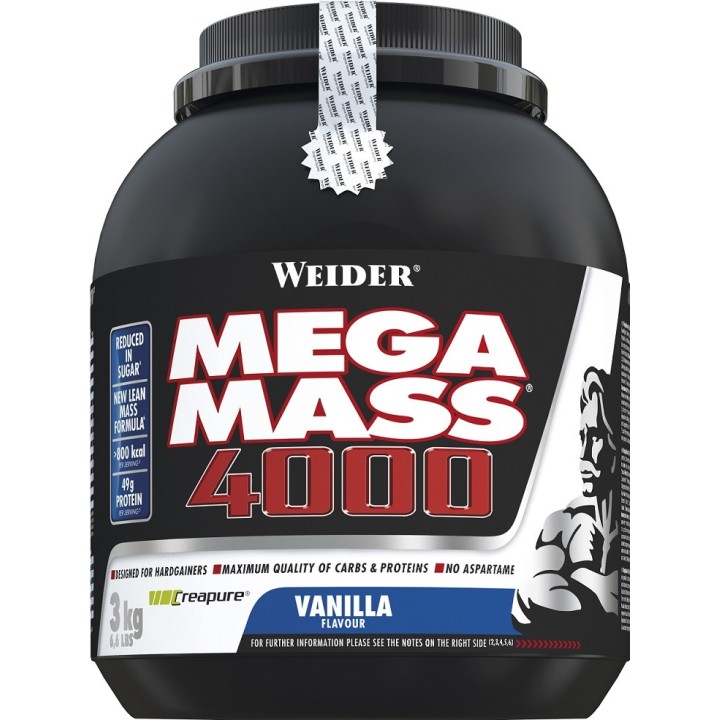 Mega Mass 4000 Weider 3 kg: Gainer con Creapure