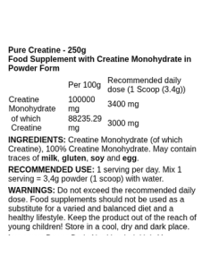 Pure Creatine 250 grams 2