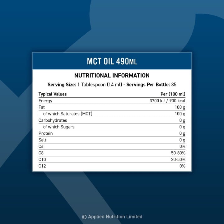 MCT Oil 490 ml Applied Nutrition: C8 e C10 da cocco