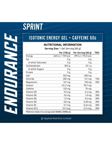 Endurance Sprint Isotonic Energy Gel + Caffeine...