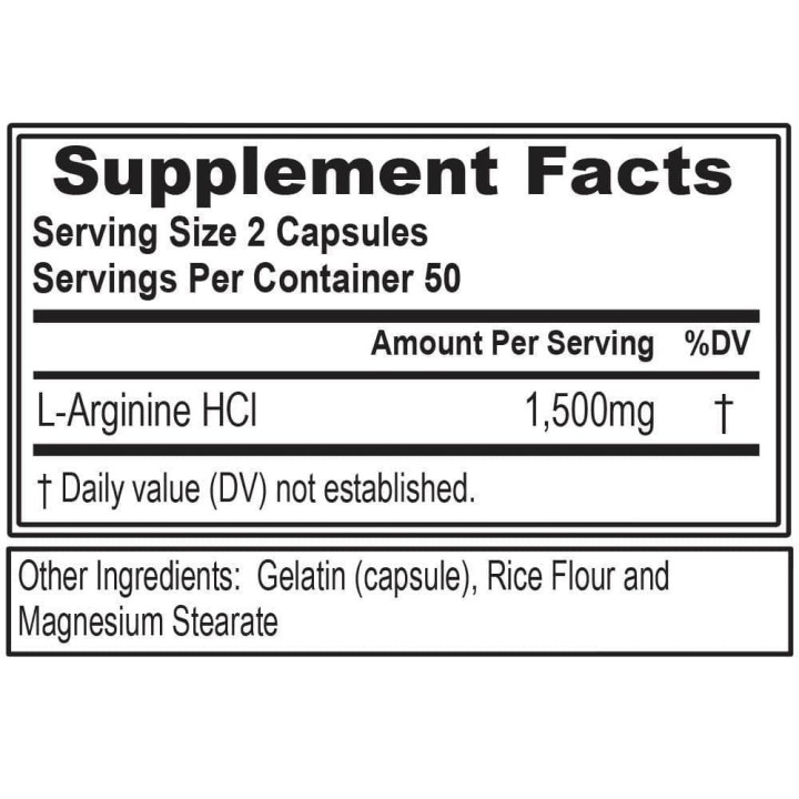 L-Arginine 1500 mg 100 Caps Evlution Nutrition: arginine