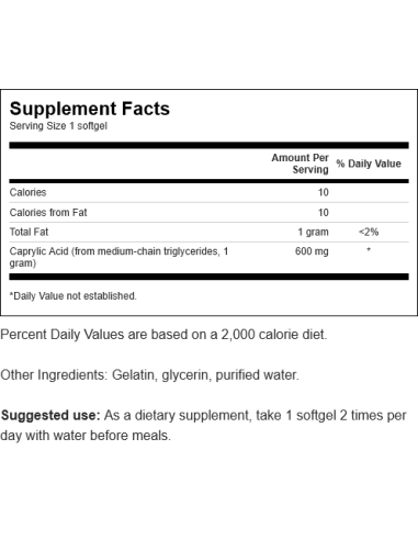 Caprylic Acid 600 mg 60 softgels