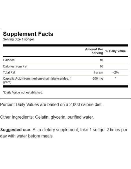 Caprylic Acid 600 mg 60 softgels