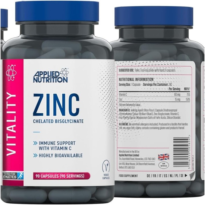 Zinc 90 caps Applied Nutrition: zinco bisglicinato