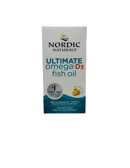 Ultimate Omega-D3 Fish Oil 1280mg Lemon 120 softgels
