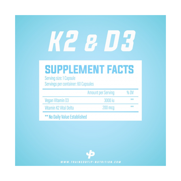 D3 & K2 60 Caps tbJP: 3000 IU per capsule, vegan formula