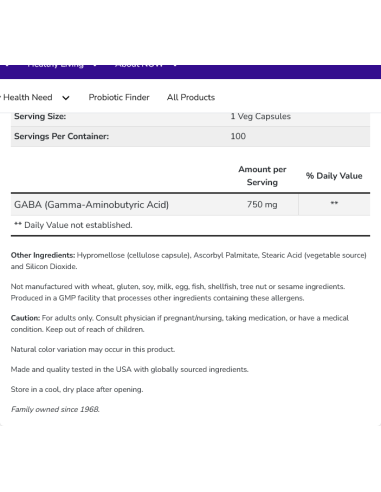 GABA 750 mg 200 vcaps