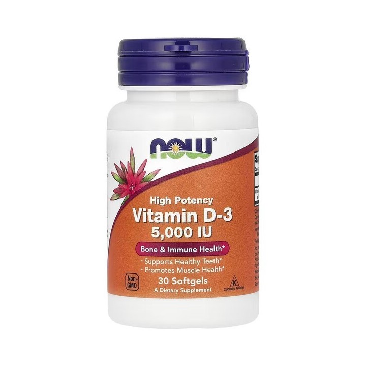 Vitamina D3 5000 IU NOW 30 softgel
