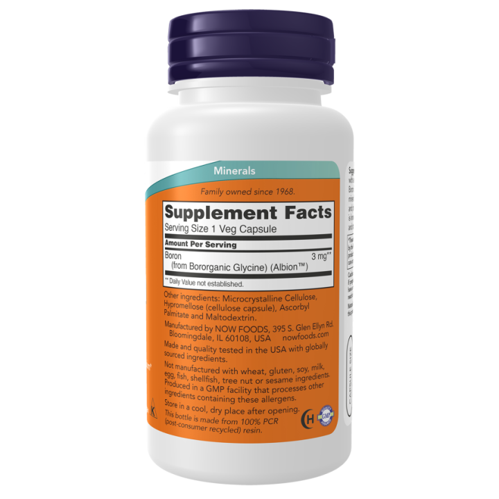 Integratore di boro 3 mg NOW Foods 250 cps