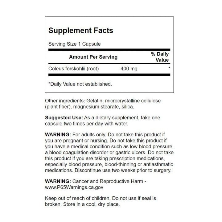 Coleus forskohlii 400 mg Swanson | 60 capsule