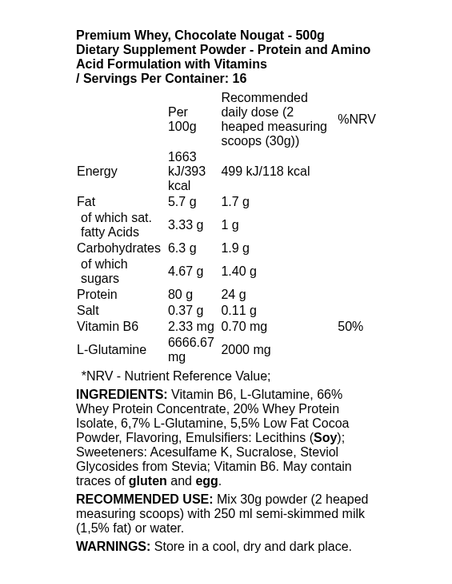 Premium Whey 500 grams