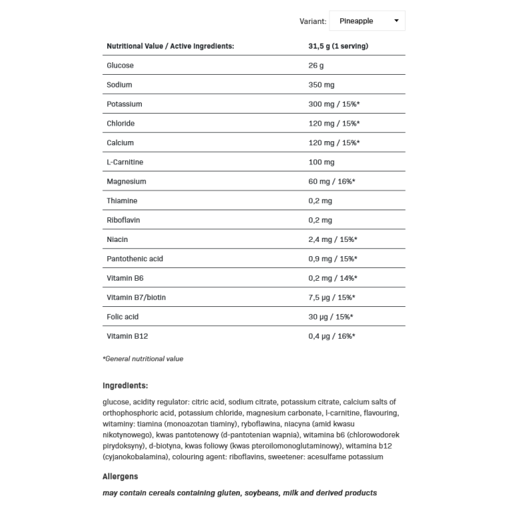 Powdered Isotonic Drink ALLNUTRITION: Electrolytes