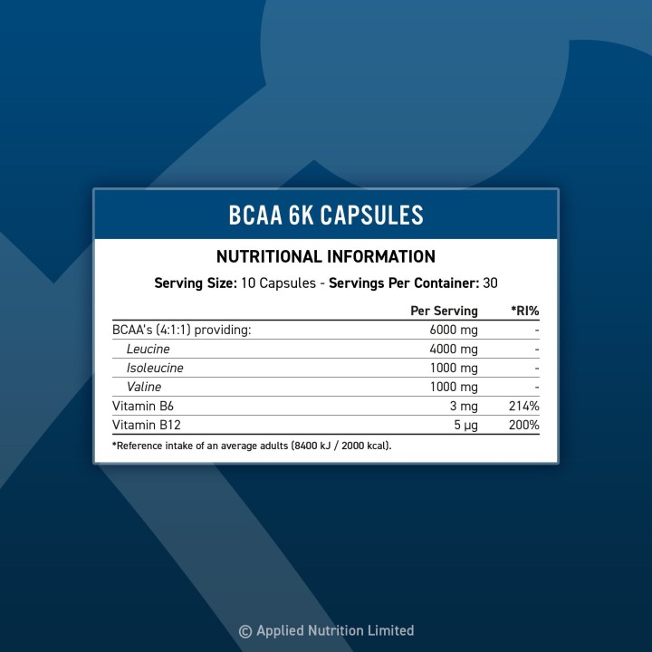 BCAA 4:1:1 Capsule Applied Nutrition: 6000 mg