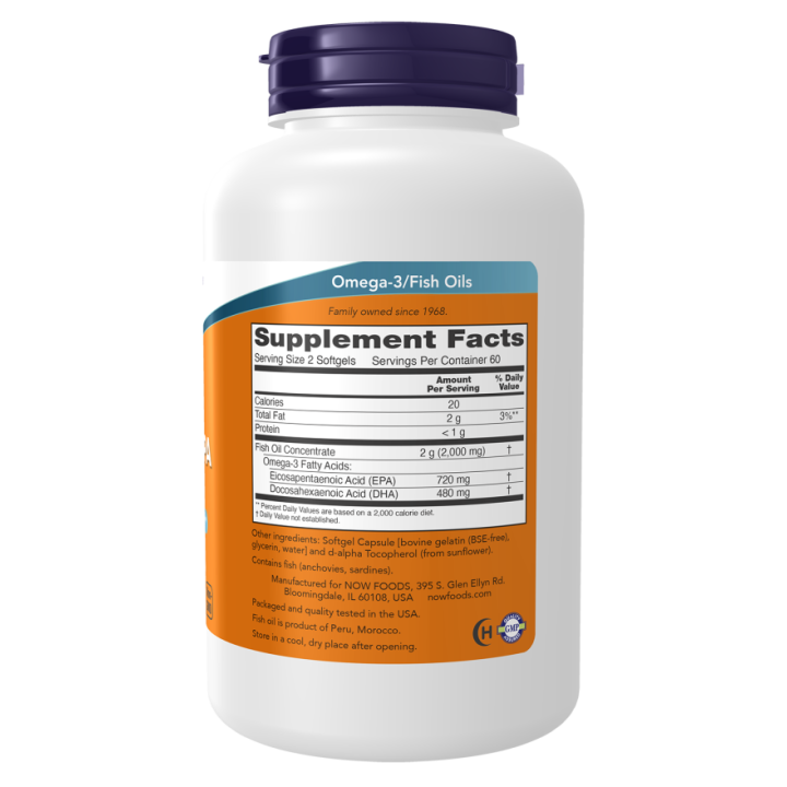 Omega 3 Fish Oil NOW: 720 mg EPA and 480 mg DHA