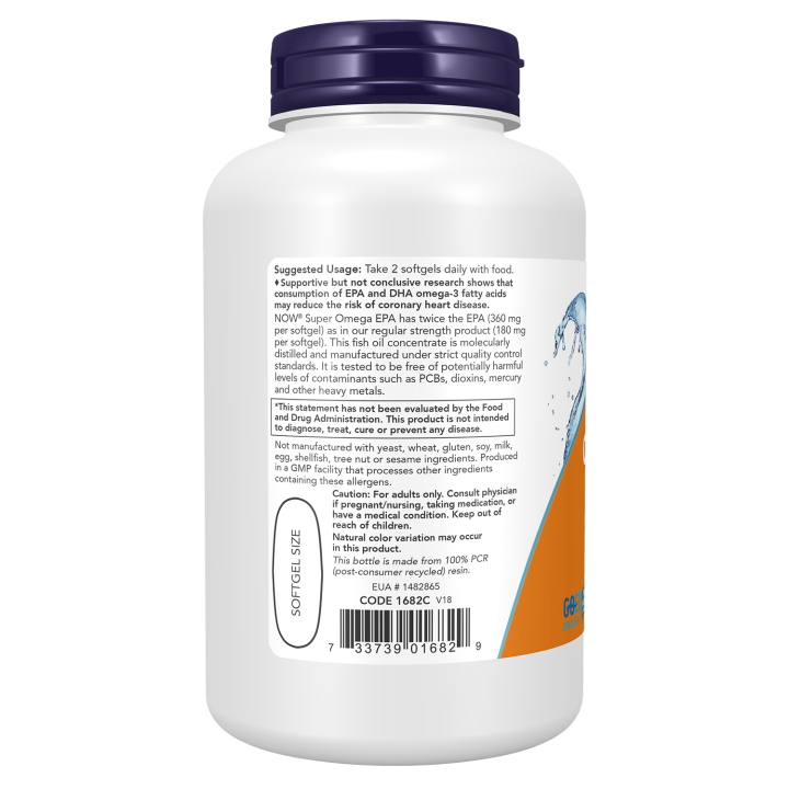 Omega 3 Fish Oil NOW: 720 mg EPA and 480 mg DHA