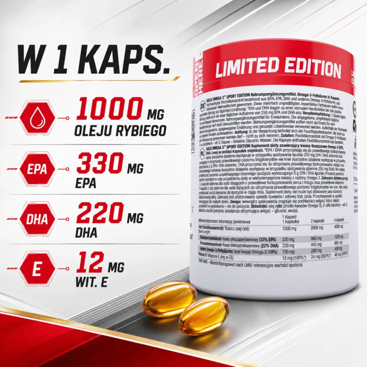 Omega 3 EPA DHA 200 Capsules Olimp: 65% fish oil