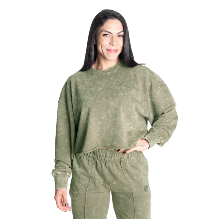 Women's cropped sweater green Better Bodies: 100% cotton