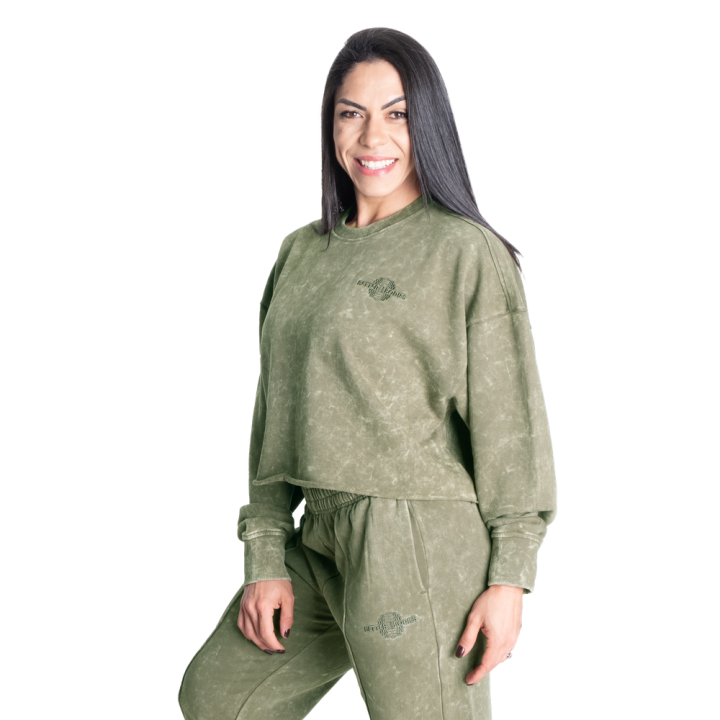Women's cropped sweater green Better Bodies: 100% cotton