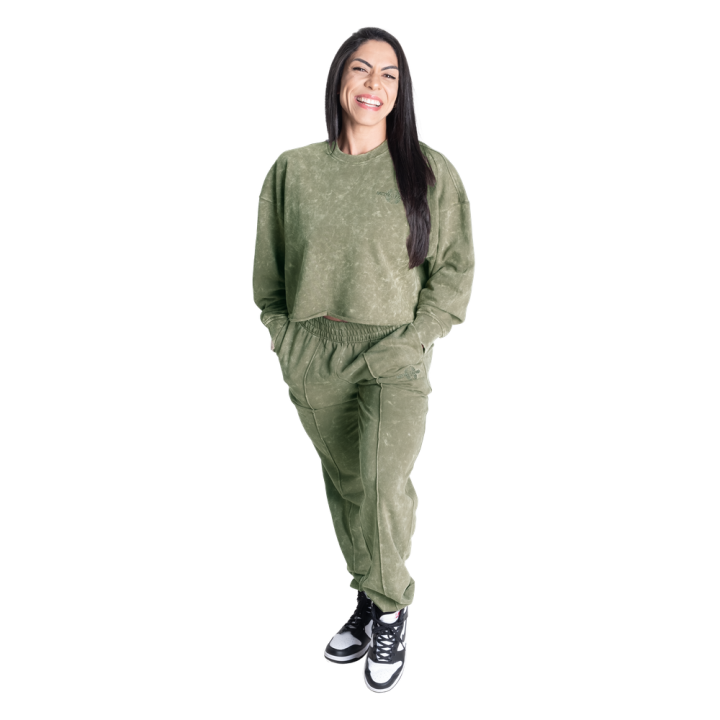 Women's cropped sweater green Better Bodies: 100% cotton