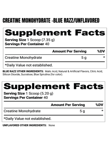 Creatine Monohydrate Dual Tube Blue Razz &...