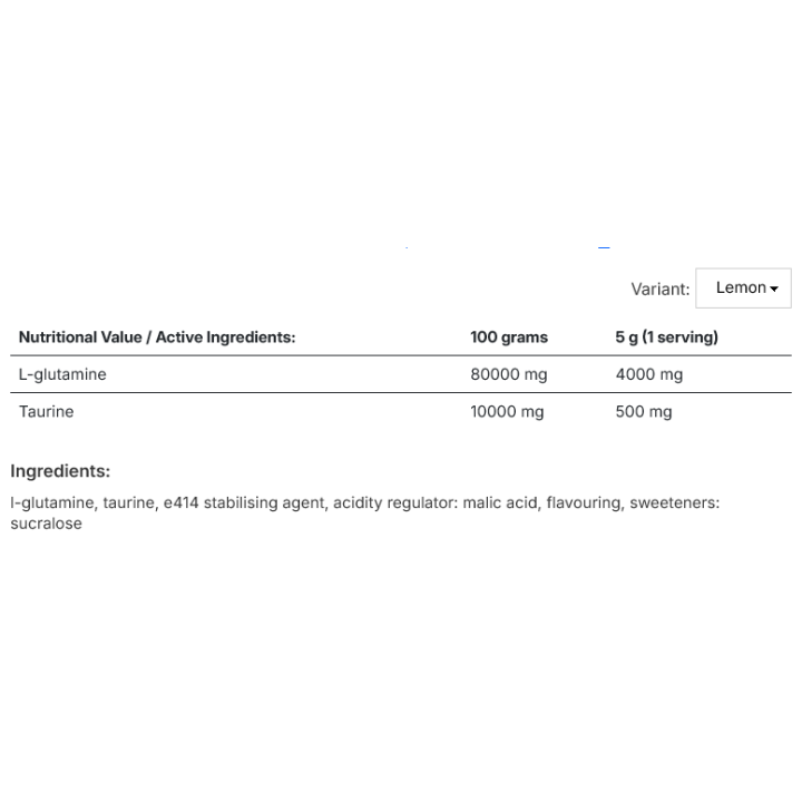 Glutammina in polvere 500 g ALLNUTRITION: con taurina