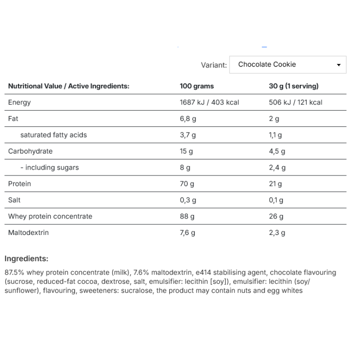 Proteine whey concentrate 2270 g ALLNUTRITION: 21 g per dose
