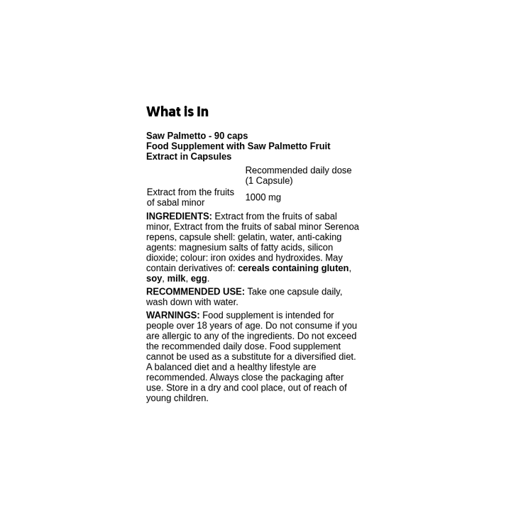 Saw Palmetto 90 Capsules ALLNUTRITION: 1000 mg Extract