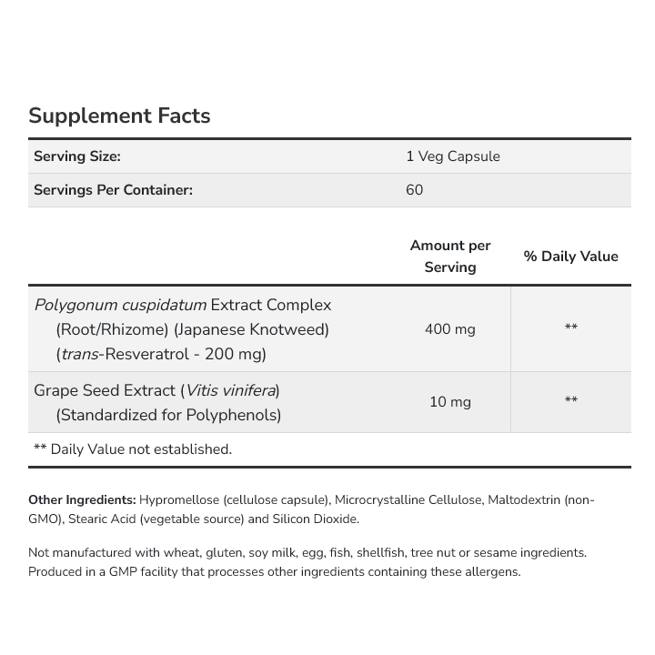 Resveratrolo 200 mg NOW Foods: trans-resveratrolo