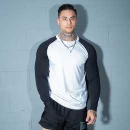 Mesh long sleeve gym top Better Bodies: contrast raglan